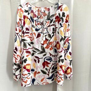 Christopher Banks Womens Top Size 1X Floral Boho Hippie Festival Western 18422